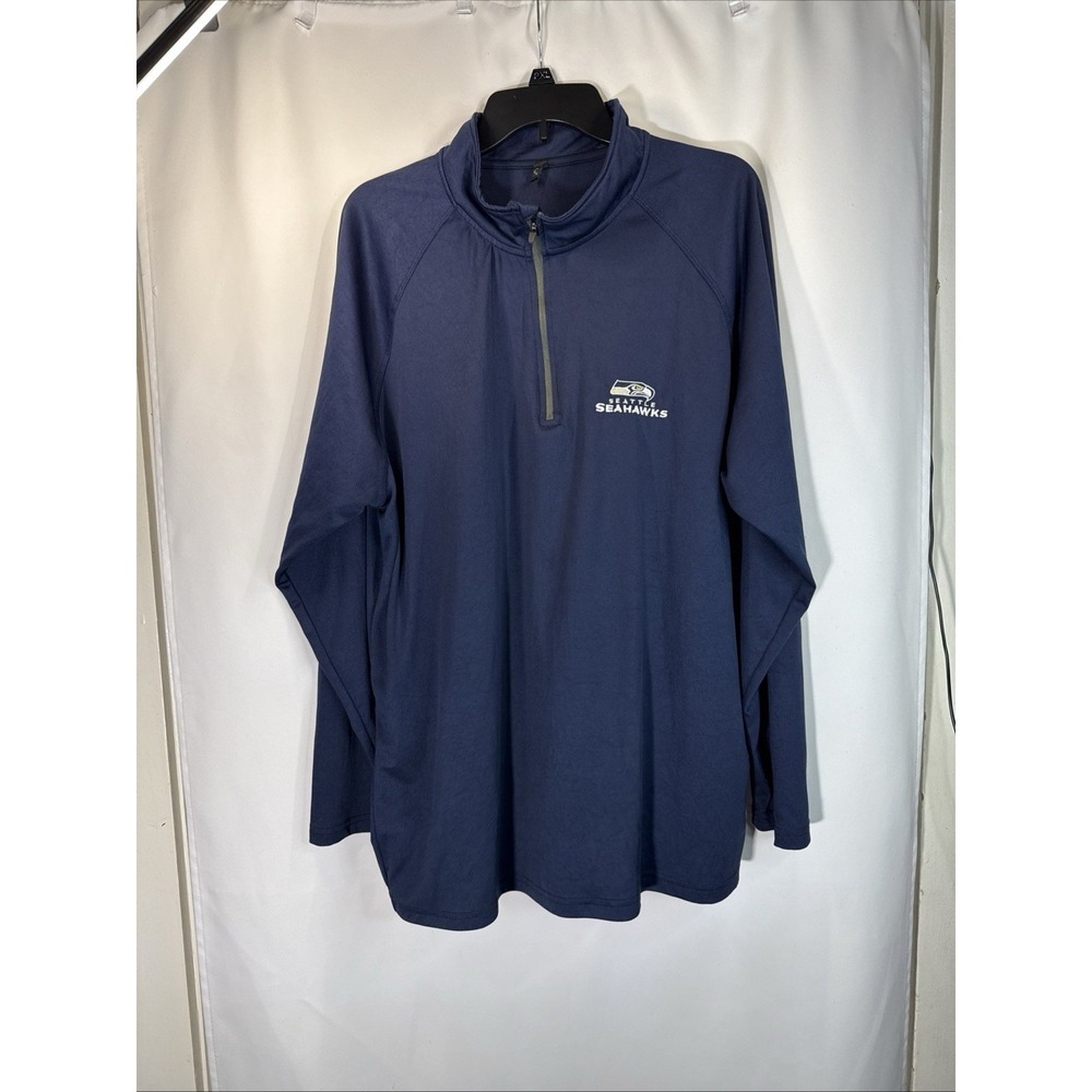 Seattle Seahawks Mens Long Sleeve Half Zip Blue Mock Neck Shirt XL Dunbrooke.
